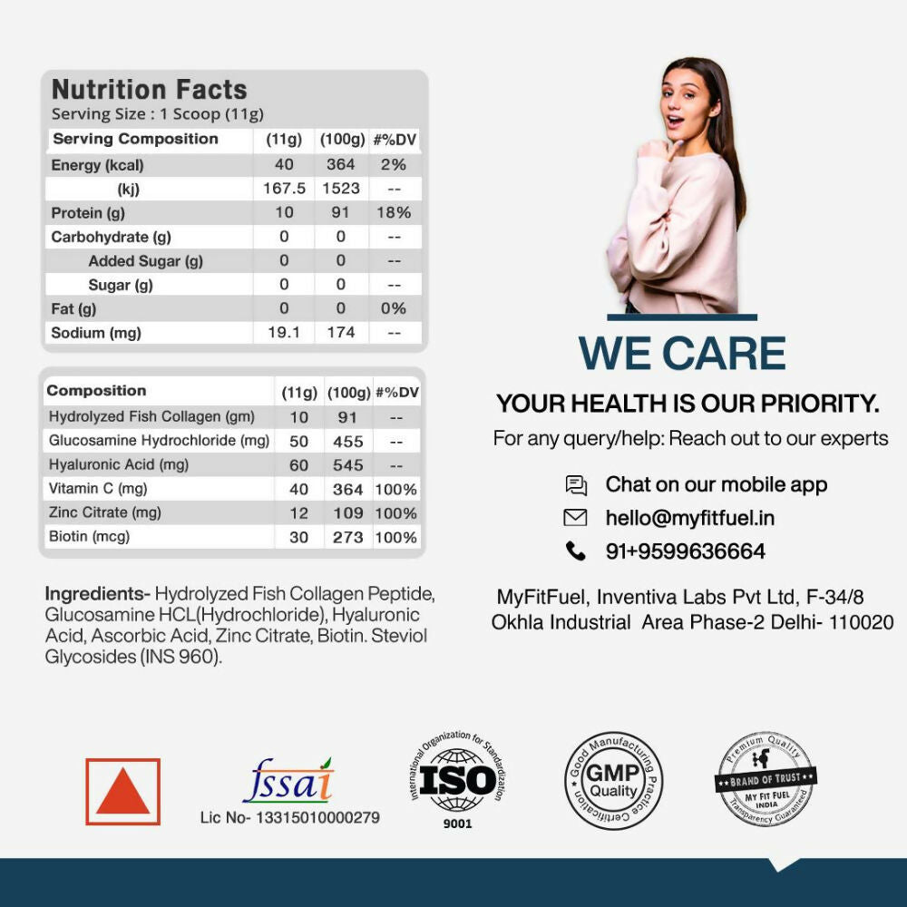 MyFitFuel Hydrolyzed Marine Collagen - Unflavoured | Grocsy