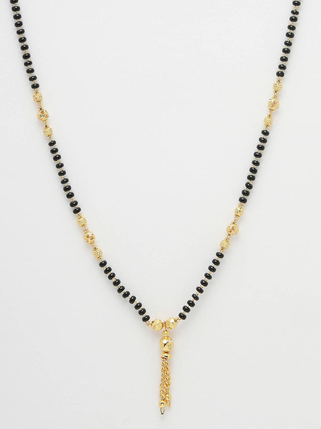 NVR Women Ethnic Gold-Polished Beaded Mangalsutra | Grocsy