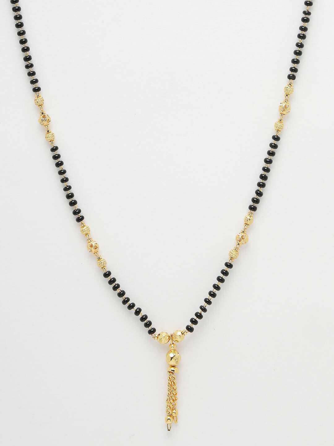NVR Women Ethnic Gold-Polished Beaded Mangalsutra | Grocsy