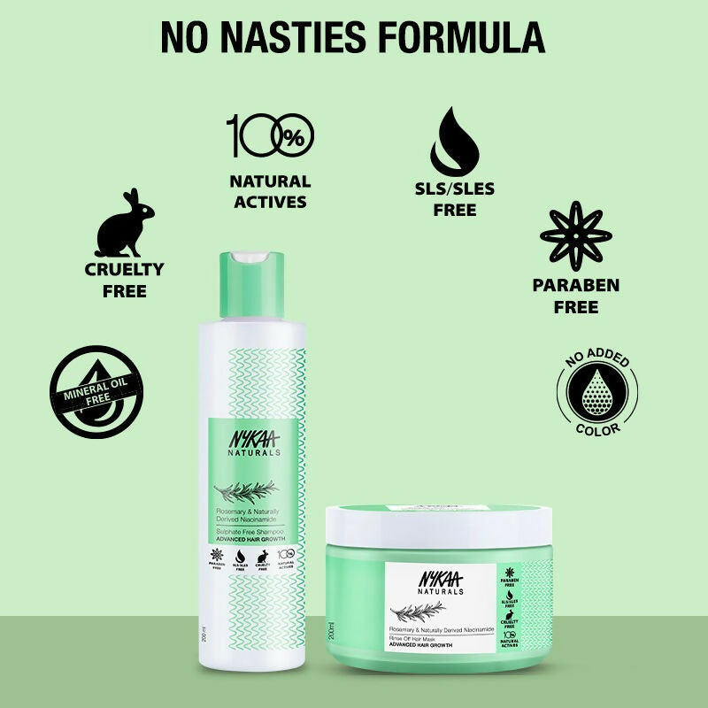 Nykaa Naturals Rosemary & Naturally Derived Niacinamide Shampoo + Mask Hair Growth | Grocsy