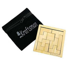 Kraftsman Portable Wooden Tetris Puzzle | 9 Pieces Puzzle 6x6 Board for Kids and Adults | Travel Pouch Included | Grocsy