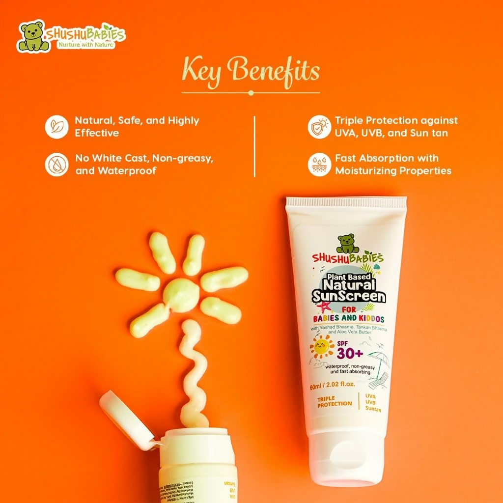 ShuShu Babies Sunscreen For Babies & Kids , SPF 30+ (under 0-12 Years) | Grocsy