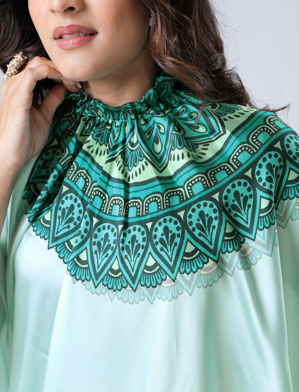 Vastranavya Electric Blue Mandalaa Print Freehand Ready to Wear Saree | Grocsy