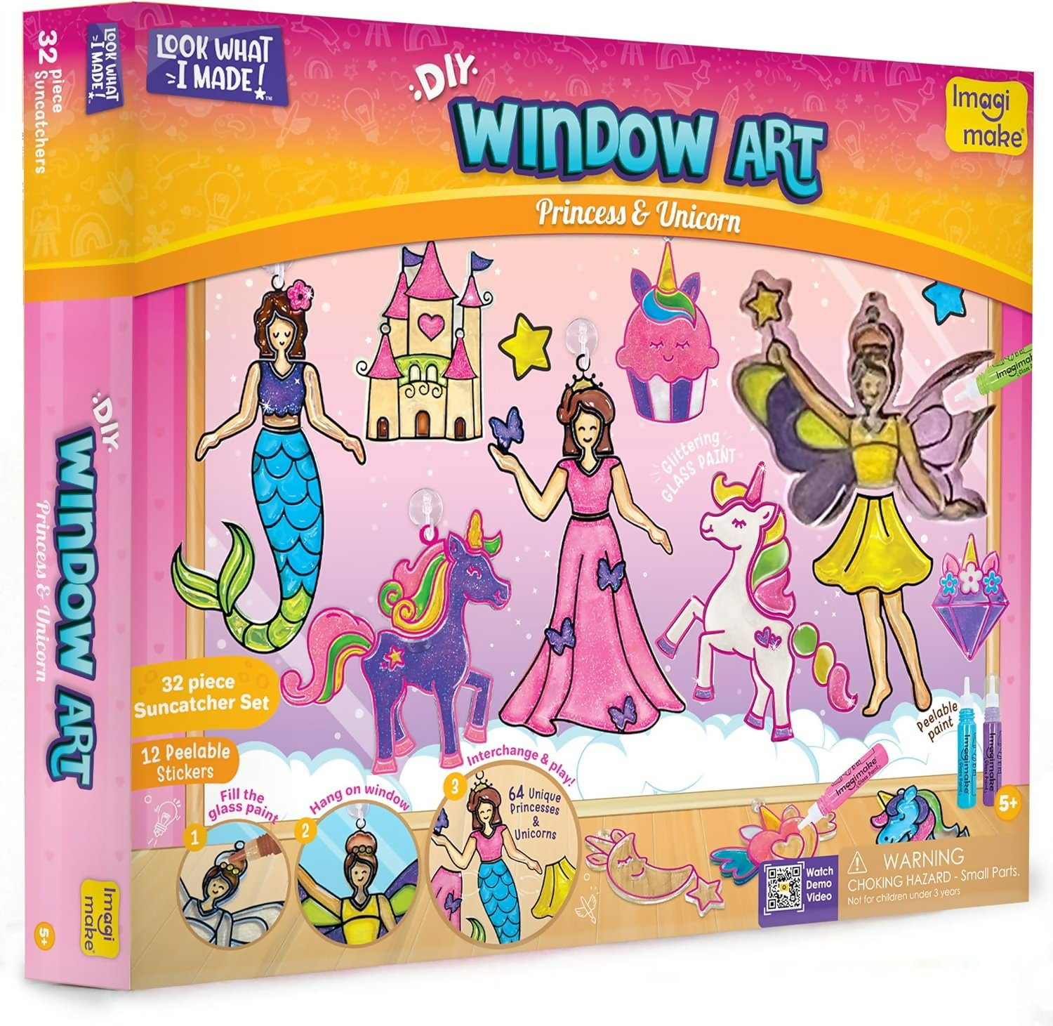 Imagimake Window Art Princess & Unicorn Suncatcher Kit Unicorn Toys for Girls Age 5-8 Craft Kits | Grocsy