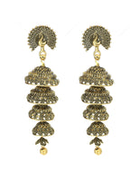 Mominos Fashion Johar Kamal Peacock Design Golden Colour Earrings