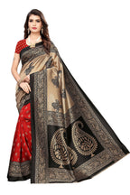 Vamika Red Printed Art Silk Saree | Grocsy