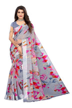 Vamika Grey Linen Satin Border Saree | Grocsy