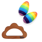 Nesta Toys Wooden Egg Shaker (Rattle) & Teether Combo - Baby Shower Gift| Newborn Toy | Grocsy