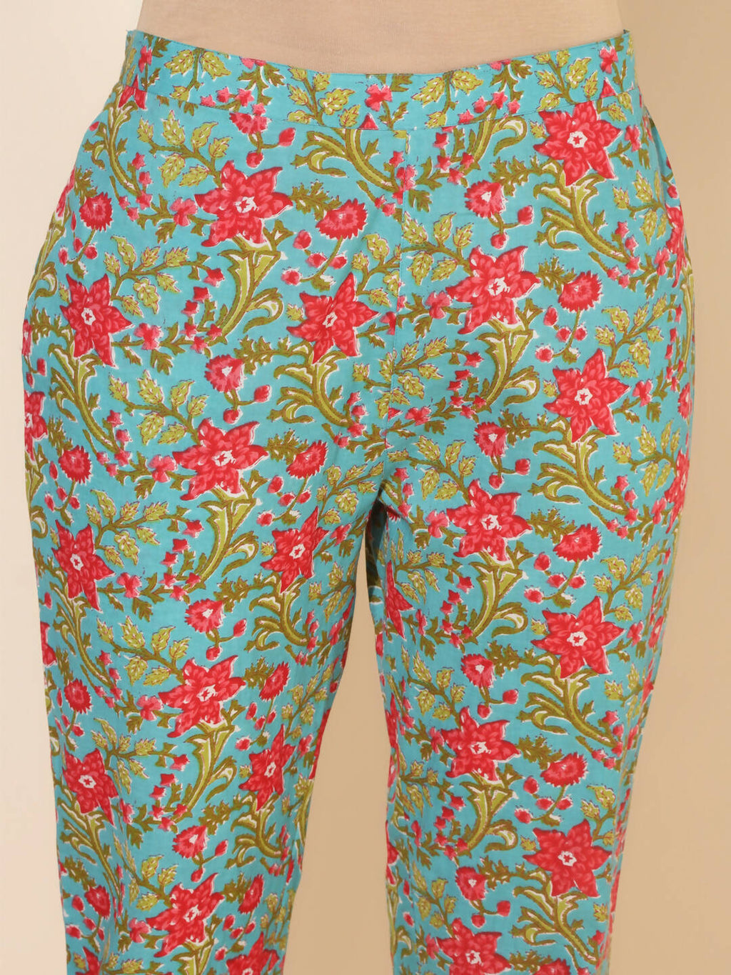 Janasya Women's Blue Cotton Printed Casual Peplum Co-ords | Grocsy