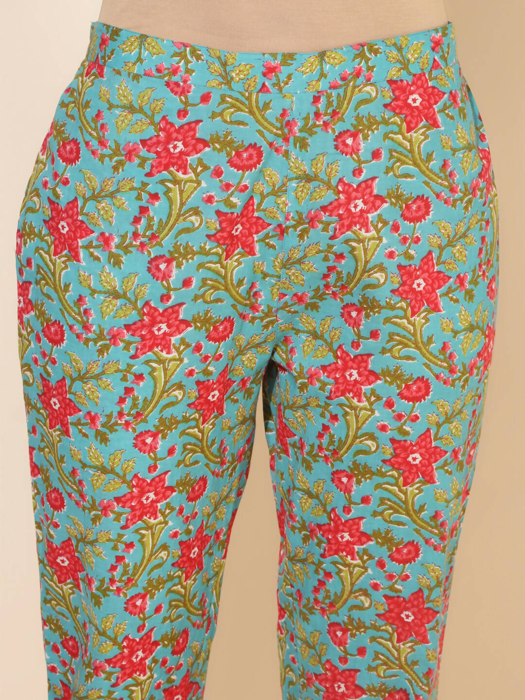 Janasya Women's Blue Cotton Printed Casual Peplum Co-ords | Grocsy