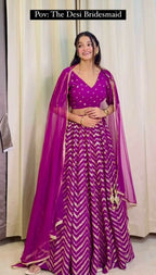 Jyoti Fashion Women's Wine Faux Georgette Sequins with Thread Embroidered Designer Lehenga Choli Set | Grocsy