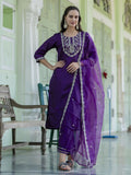Vellora Purple Silk Blend Embroidered Designer Salwar Suit | Grocsy