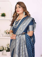 Aastha Fashion Navy Blue Georgette Silk Zari Weaving Saree | Grocsy