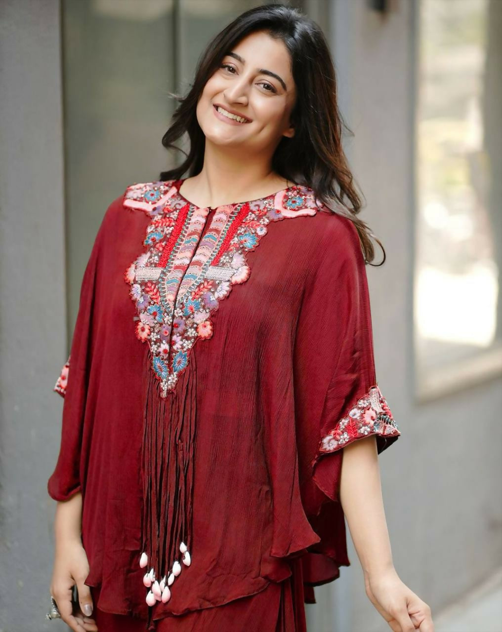 Joban Fashion Red Chinon Embroidery Sequence Work Readymade Kurta Set | Grocsy