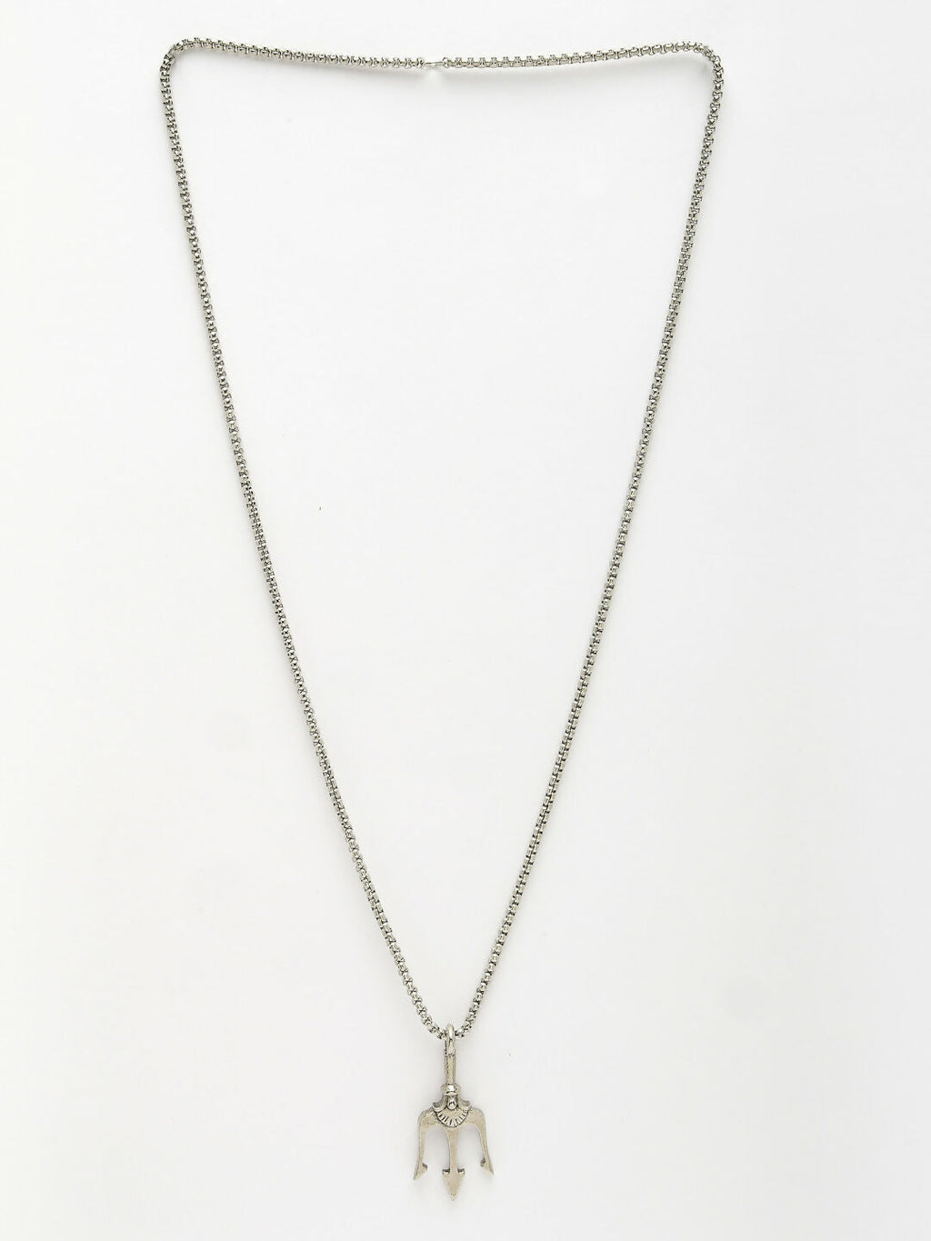 NVR Men's Silver-Plated Stainless Steel Geometric Charm Pendant With Chain | Grocsy
