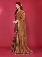 PR Fashion Browne Jimmy Choo Fabric Palin With Work Lace Saree | Grocsy