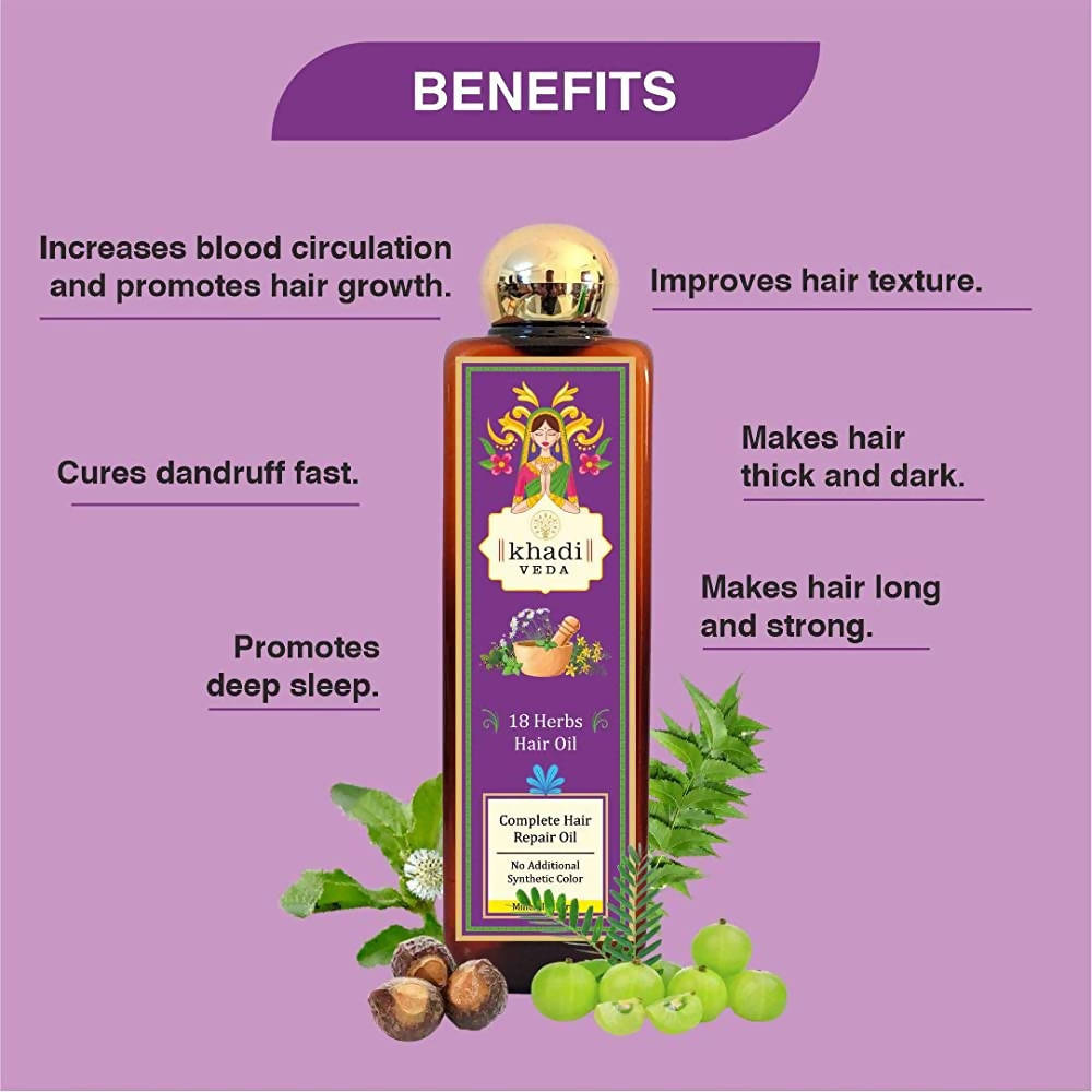 Khadi Veda 18 Herbs Hair Oil | Grocsy
