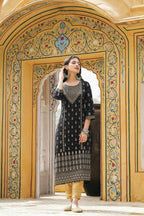 Juniper Black Rayon Festive Printed Straight Kurta For Women | Grocsy