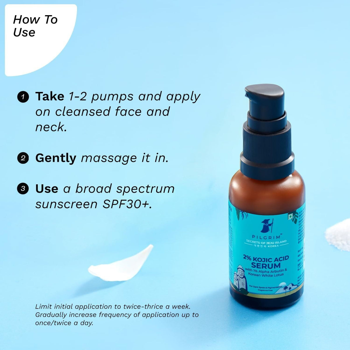 Pilgrim 2% Kojic Acid Serum Arbutin & Korean White Lotus For Acne & Darks spots | Grocsy