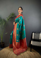 Joban Fashion Maroon Peacock Banarasi Silk Sarees | Grocsy