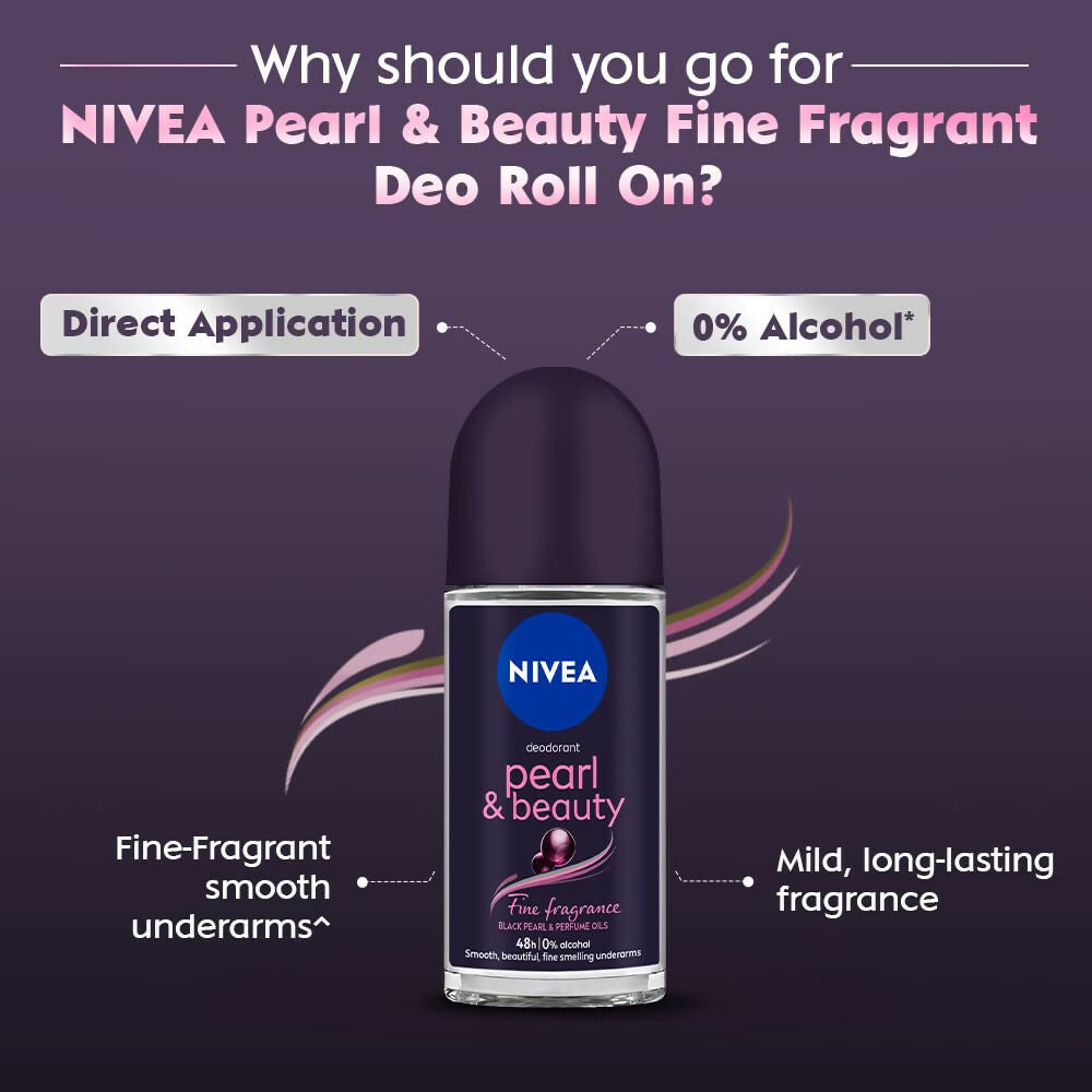 Nivea Deodorant Roll On Pearl & Beauty Fine Fragrance For Women | Grocsy