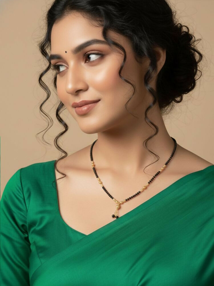 NVR Women Black Gold Plated Mangalsutra | Grocsy