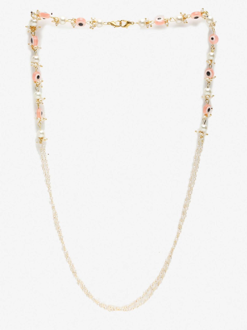 Pink Gold-Toned Evil Eye Beaded Mask Chain - Ruby Raang | Grocsy
