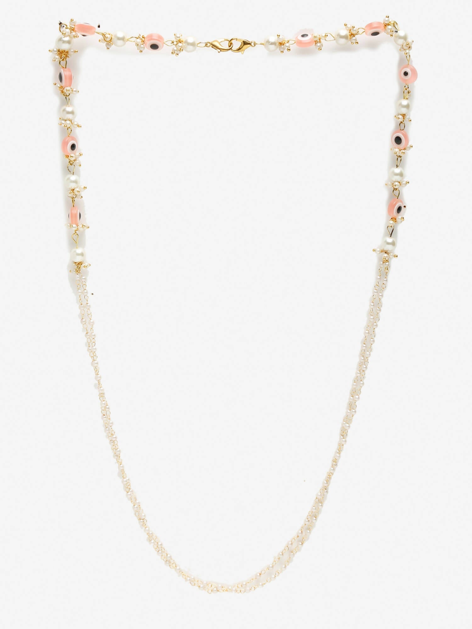 Pink Gold-Toned Evil Eye Beaded Mask Chain - Ruby Raang | Grocsy