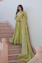 Joban Fashion Pista Crush Sequence Embroidery Work Kurta Set | Grocsy