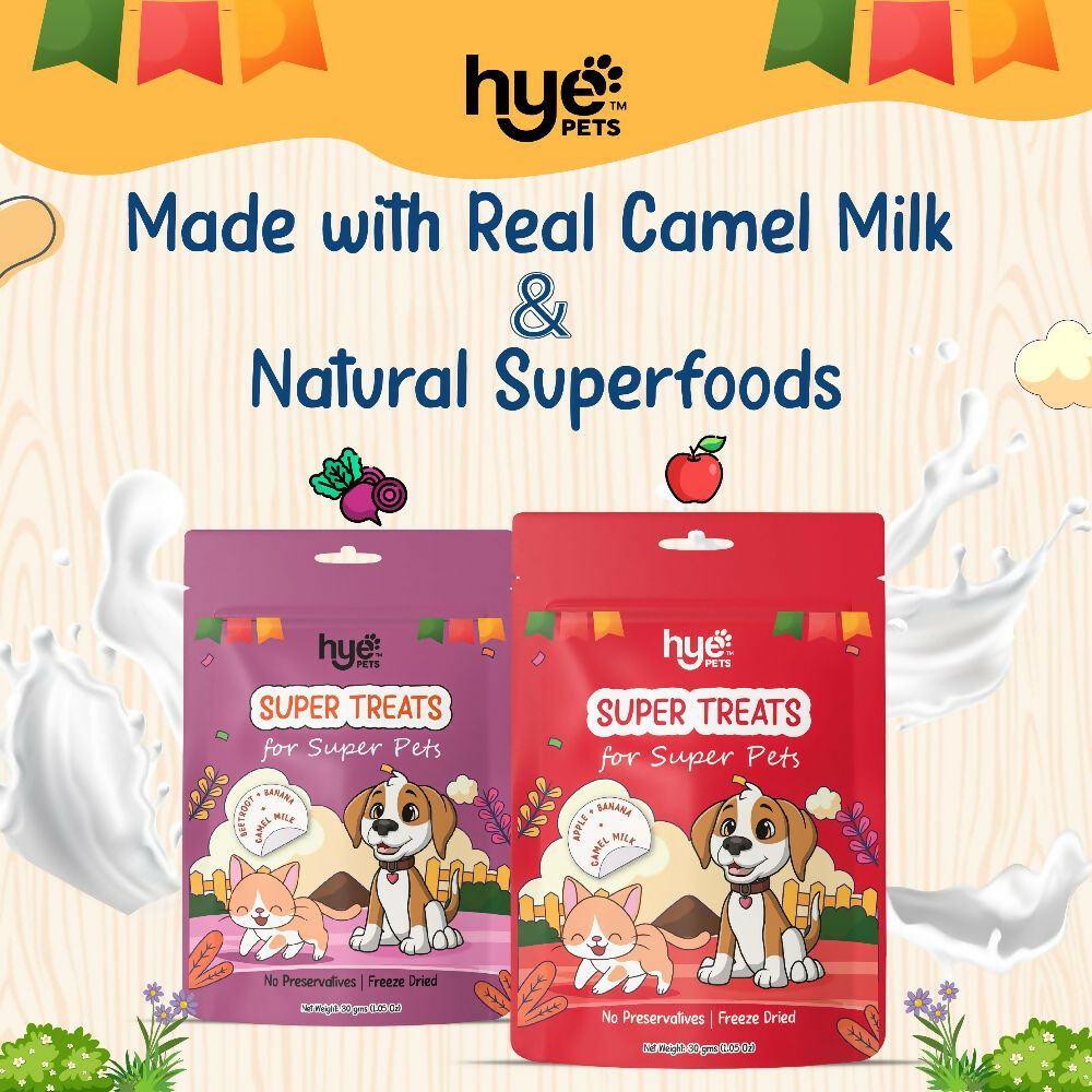 Hye Pets Super Treats For Super Pets – Freeze Dried Treats Made With Camel Milk, Apple & Banana | Grocsy