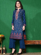Sangria Self Design Winter Pashmina Straight Kurta With Trouser | Grocsy