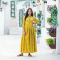 Partywear Designer Digital Printed Lemon Yellow Pure Maslin Gown - Anbazaar | Grocsy
