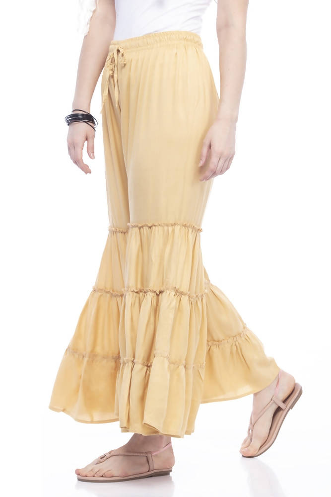 Mominos Fashion Reyon Cotton Golden Palazzo | Grocsy