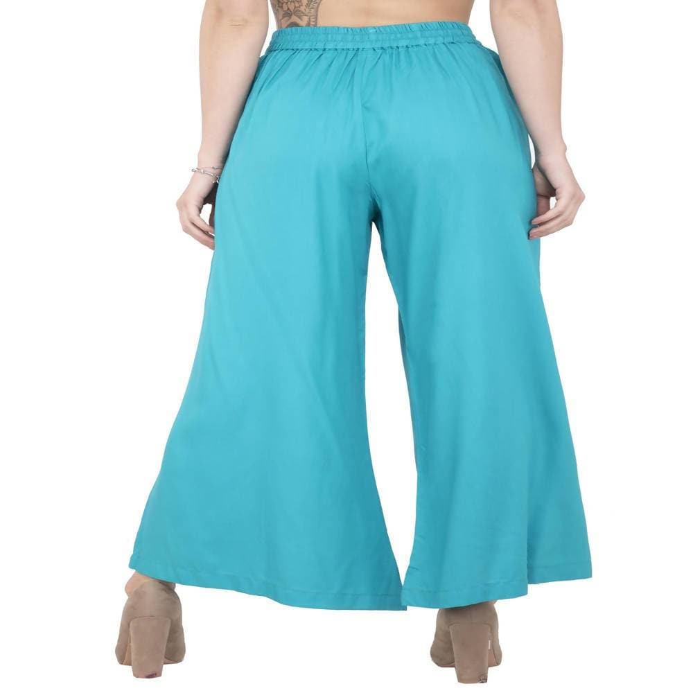 Lagi Women's Turquoise Blue Solid Palazzo (PLZ04H) | Grocsy