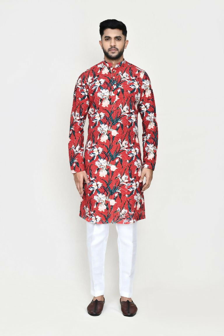 Joban Fashion Maroon Colored Rayon Based With Thread & Sequence Work Fabric Kurta With Straight Fit Pant | Grocsy