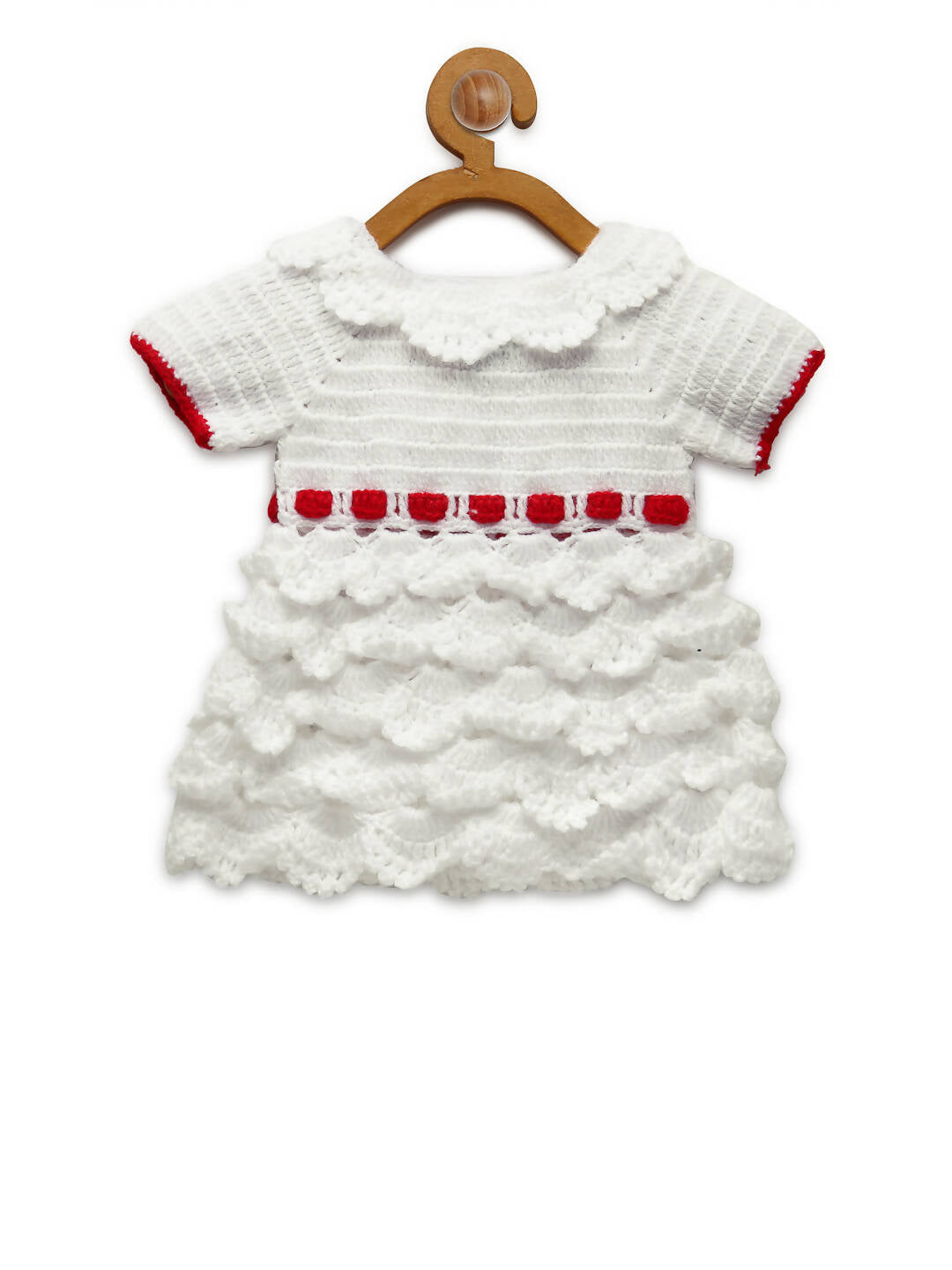 ChutPut Hand knitted Cinderella Wool Dress with Head band For Baby Girls  - White | Grocsy