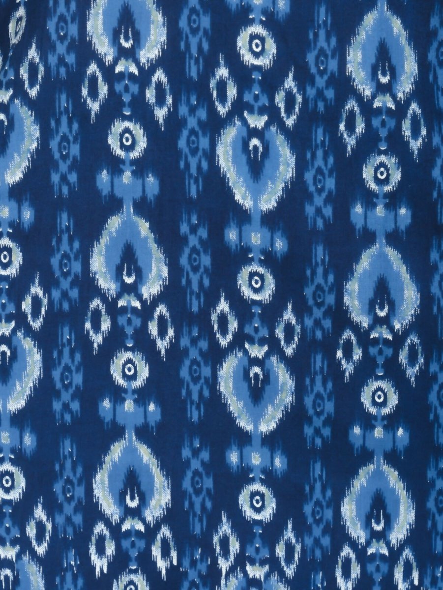 Aramya Straight Soft Cotton Ikat Print Women's Kurta Set - Blue | Grocsy