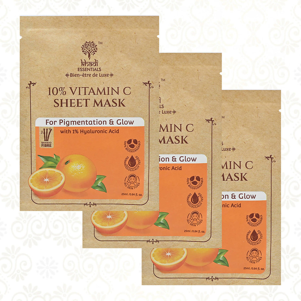 Khadi Essentials 10% Vitamin C Sheet Mask | Grocsy