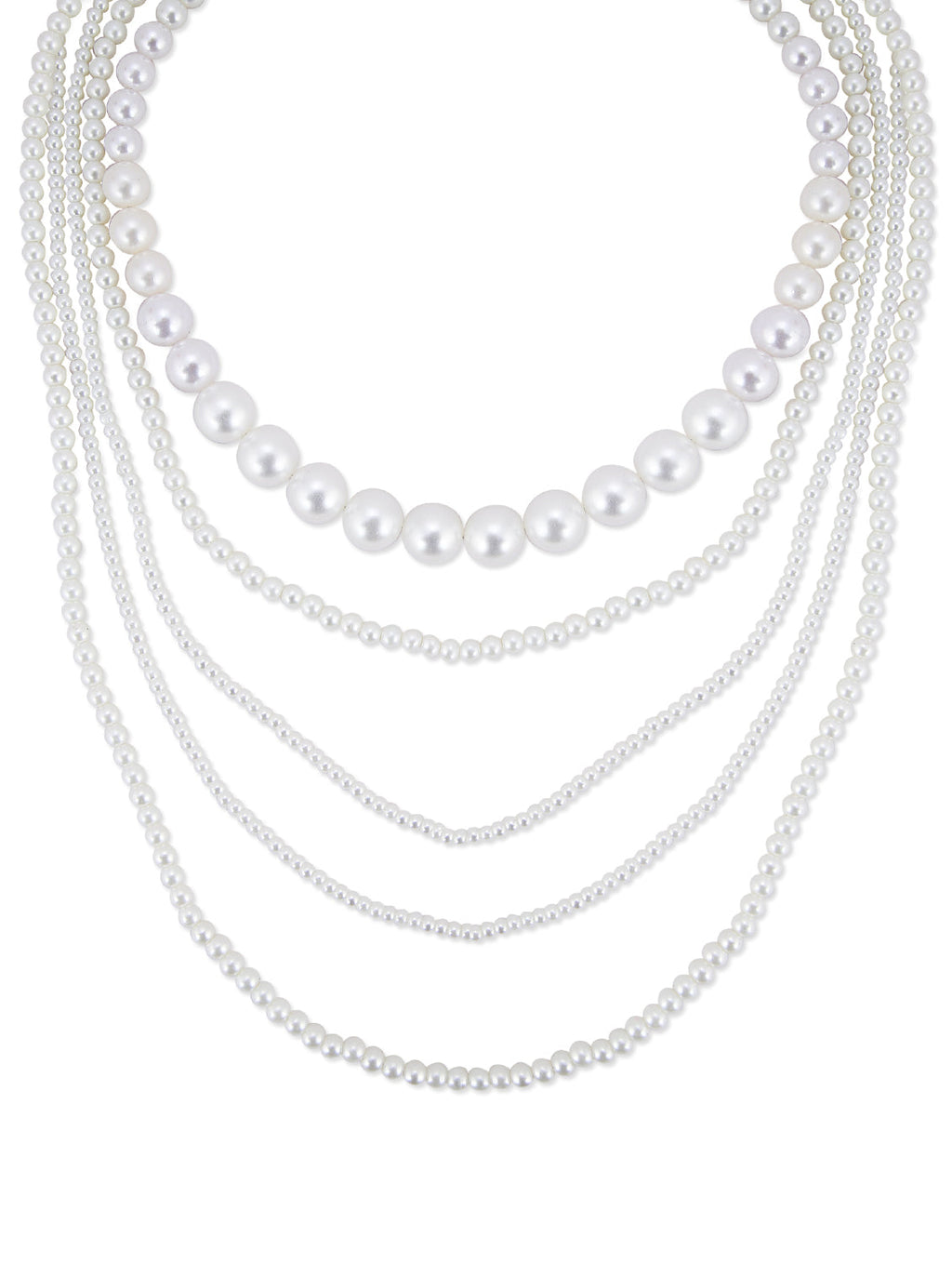 Gold-Polished Alloy Layered Pearl Elegant Necklace - The Pari | Grocsy