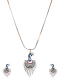 Gold-Polished Alloy Peacock Shape American Diamond Pendant Set - The Pari | Grocsy