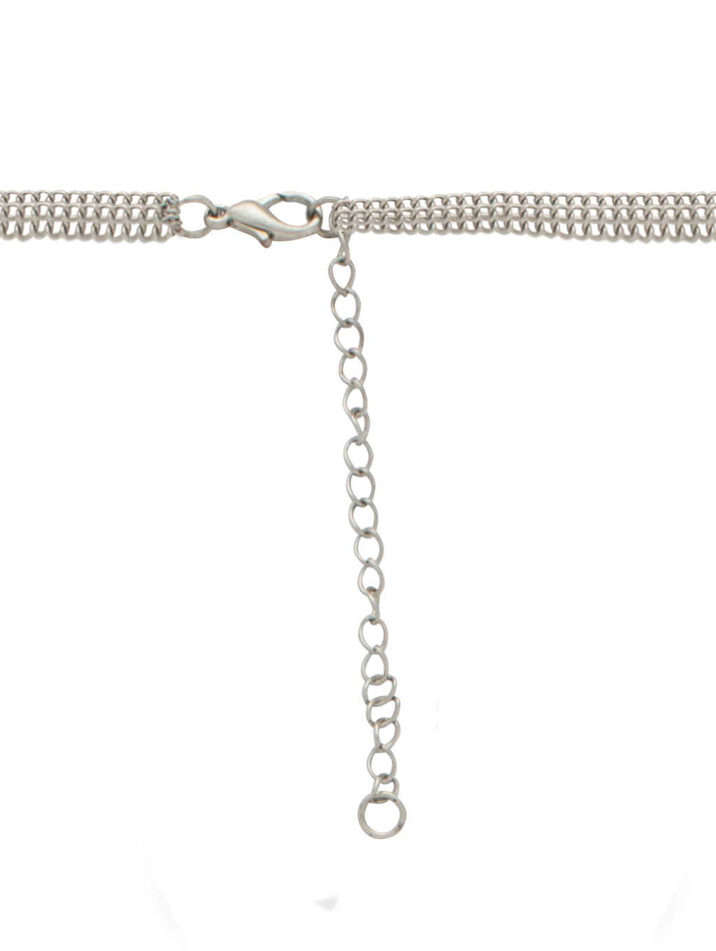 Silver-Plated Alloy Long Three Chain Flower Necklace - The Pari | Grocsy