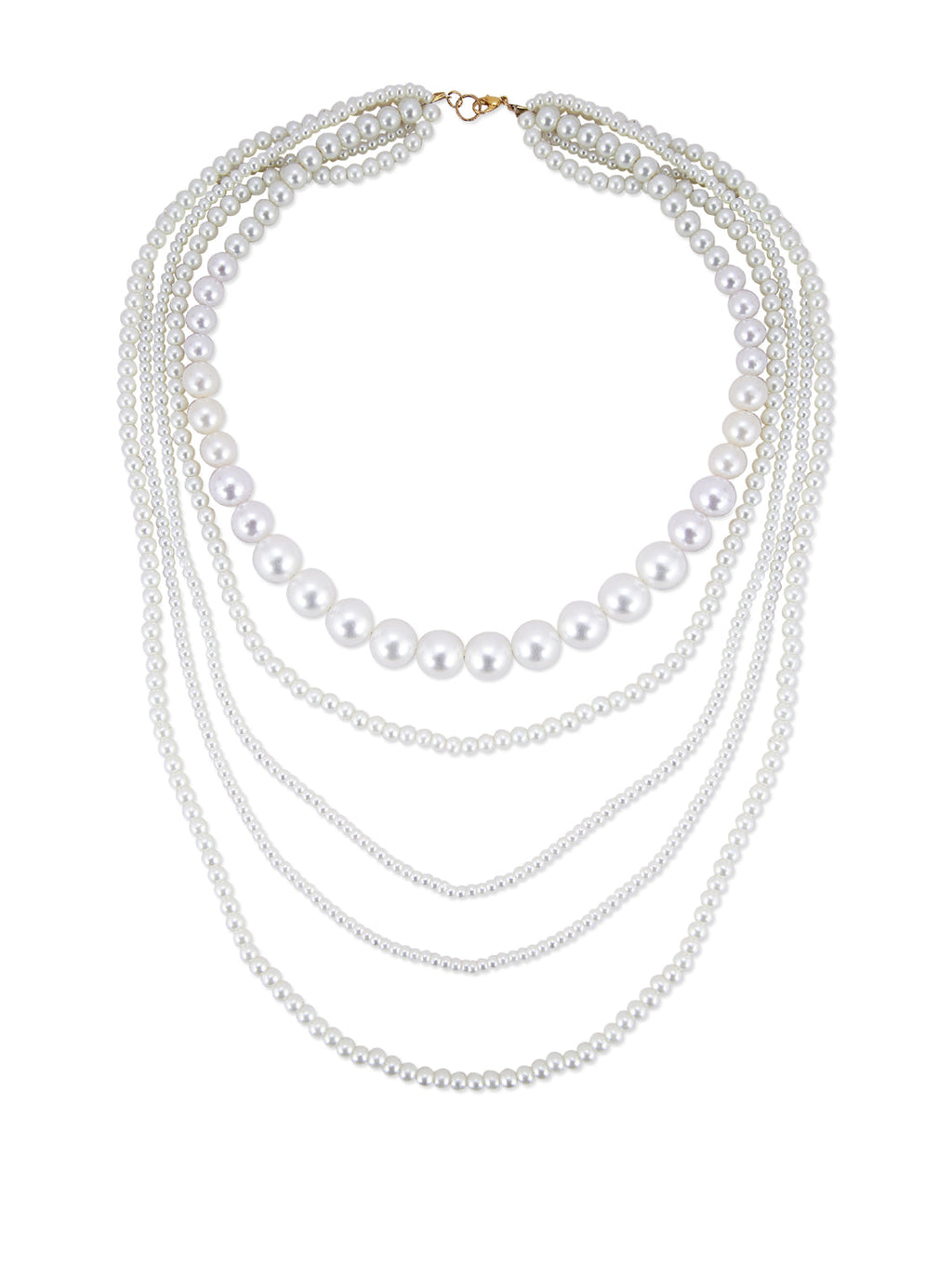 Gold-Polished Alloy Layered Pearl Elegant Necklace - The Pari | Grocsy