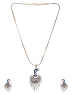 Gold-Polished Alloy Peacock Shape American Diamond Pendant Set - The Pari | Grocsy