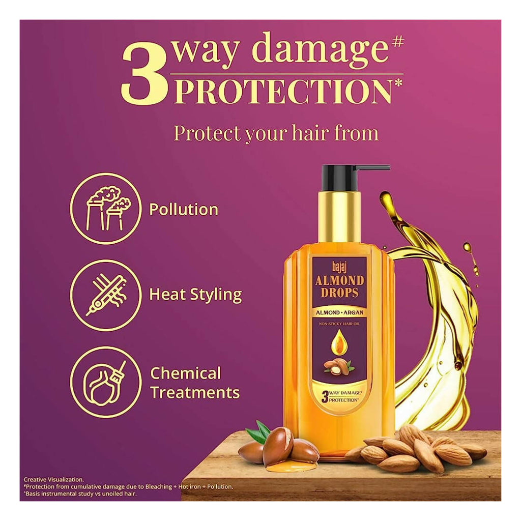 Bajaj Almond Drops Almond + Argan Hair Oil | Grocsy