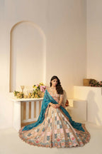 Kesar Fab Sky-Blue Silk Embroidered Lehenga | Grocsy
