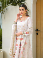 Functional Designer Off white Jam Silk Anarkali suit with Dupatta-Anbazaar | Grocsy