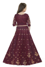 Dwiden Maroon Rohini Tafetta Sattin Semi-Stitched Girl's Lehenga Choli | Grocsy