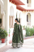Joban Fashion Green Readymade Kurta Set With Sequence embroidery Work | Grocsy