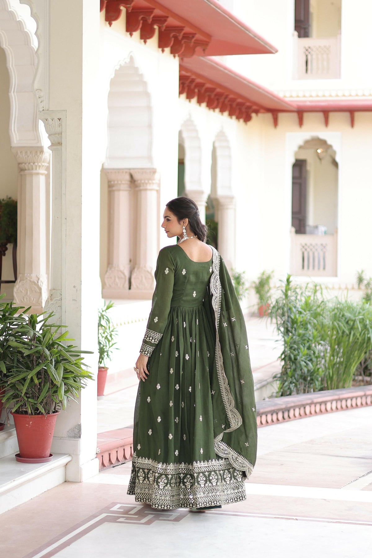 Joban Fashion Green Readymade Kurta Set With Sequence embroidery Work | Grocsy