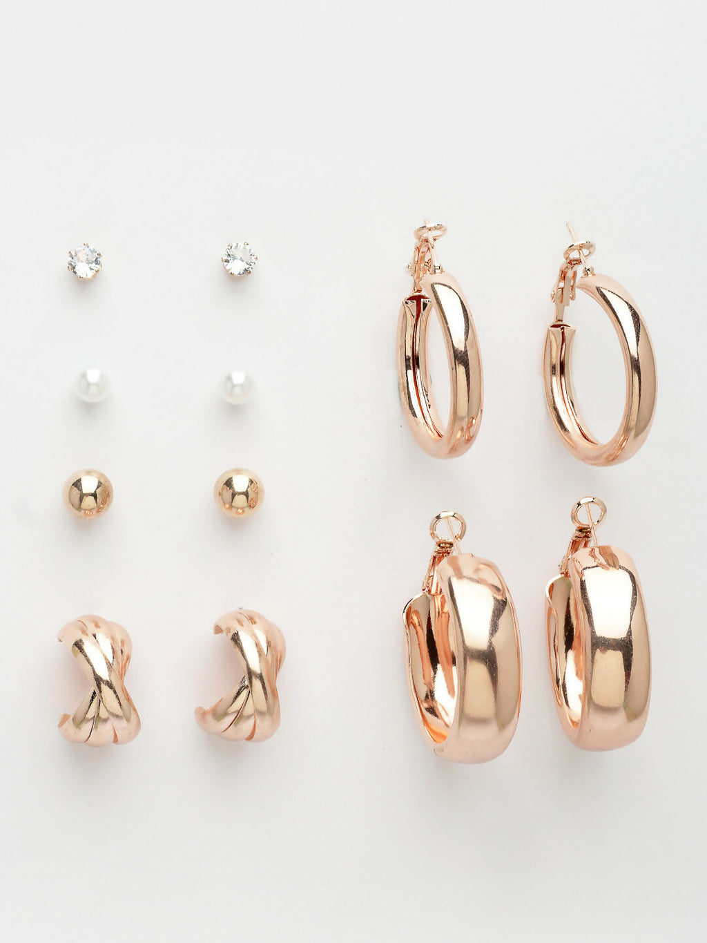 NVR Women's Set of 6 Rose Gold-Polished Contemporary Hoop Earrings | Grocsy